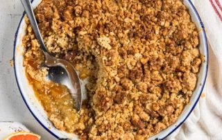 Apple and Florida Grapefruit Crumble with California Walnuts in a dish