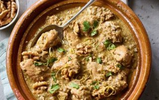 Chicken Walnut and Olive Tagine in a dish