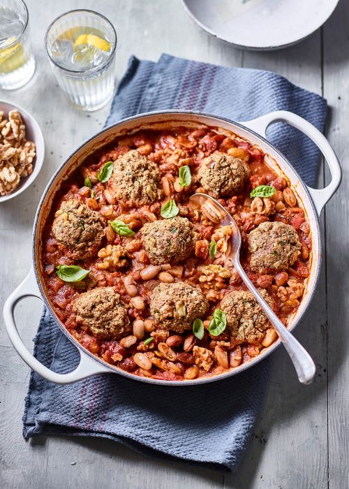 Italian Bean Stew with Walnut Dumplings