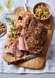 Roast Leg of Lamb with Walnut Apricot Crust