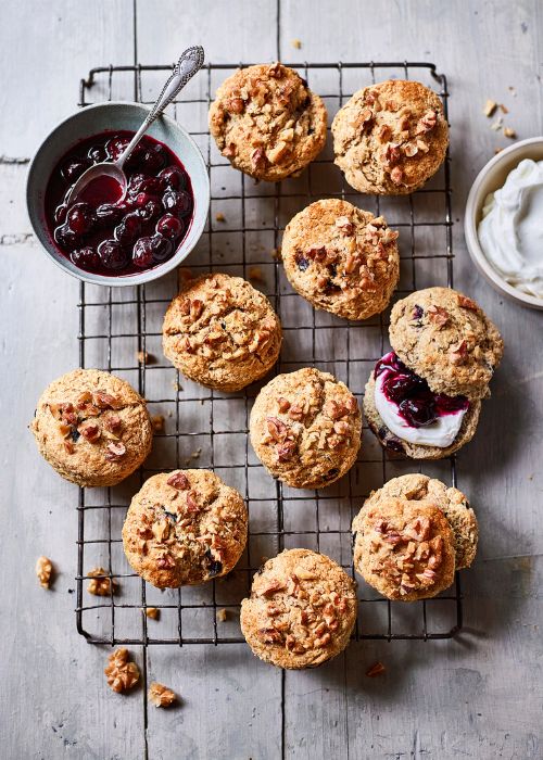 Walnut and Blueberry Scones with Blueberry Compote