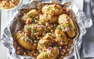 hasselback potatoes with walnuts and cheese