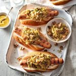 hot dogs with walnut mustard relish