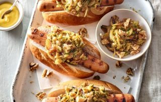 hot dogs with walnut mustard relish