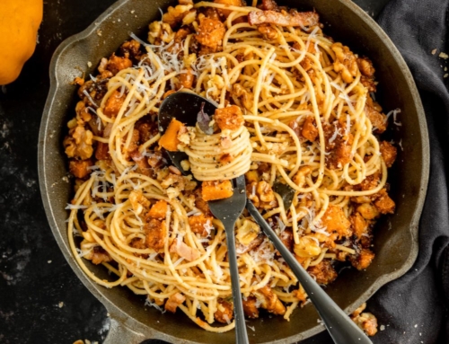 Roasted squash and California walnut pasta