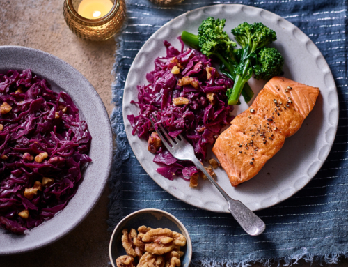 Salmon with Braised Ginger & California Walnut Cabbage